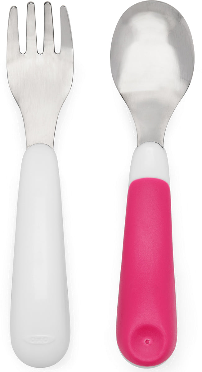 OXO Tot On-the-Go Fork & Spoon Set - Pink