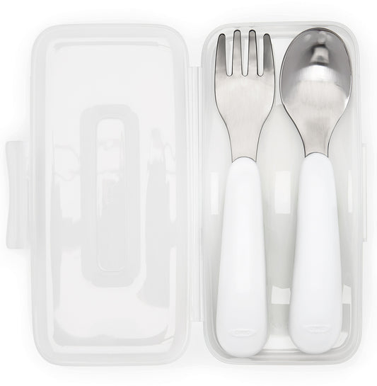 OXO Tot On-the-Go Fork & Spoon Set - Pink