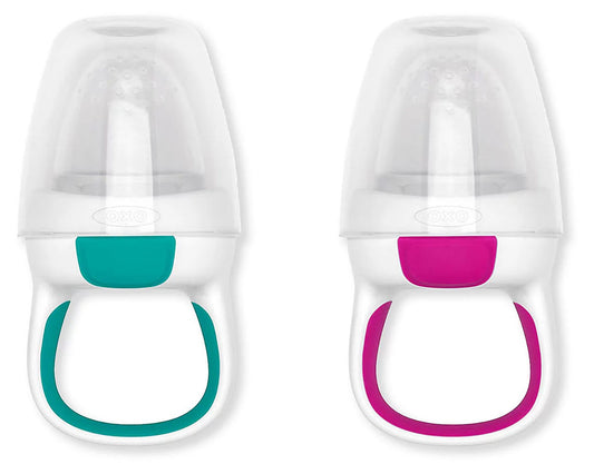 OXO Tot Silicone Self-Feeder 2 Pack - Teal / Pink