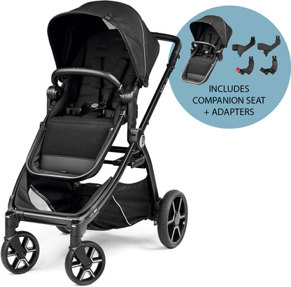 Peg Perego Ypsi Double Stroller Bundle - True Black