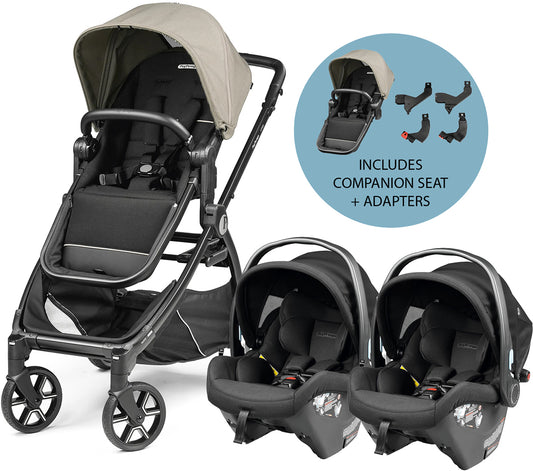 Peg Perego YPSI + Primo Viaggio 4-35 Nido K Twin Travel System Bundle - Vanilla Blend / True Black