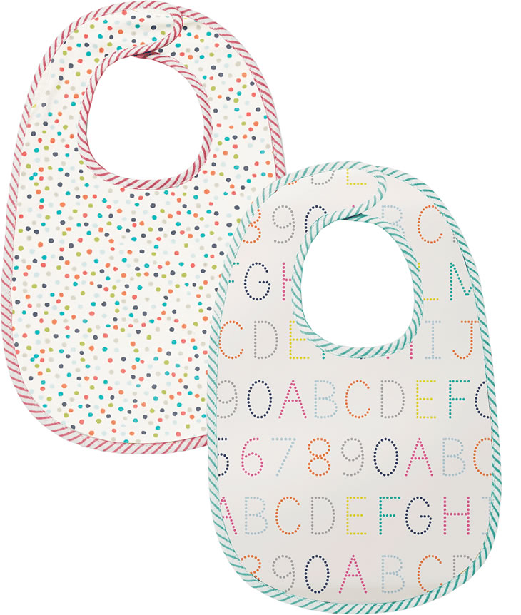 Petit Pehr Bibs, Set of 2 - Alphabet / Multi Dots