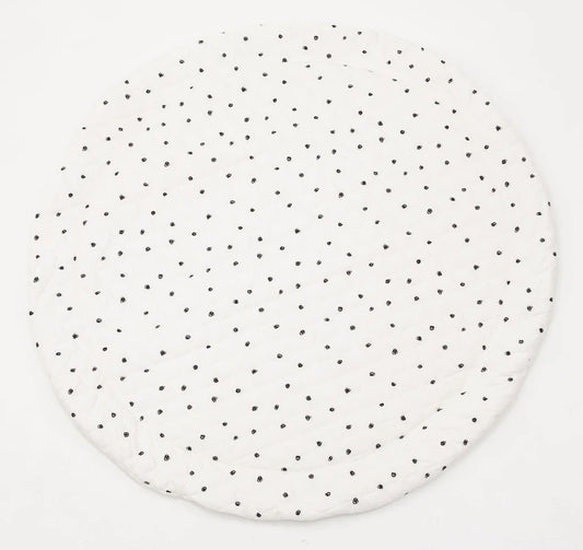 Poppyseed Play Extra Padded Round Play Mat - Black Squiggle Dot