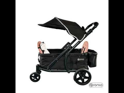 Pronto One (2 Seater) Stroller Wagon - Black Frame / Navy Melange