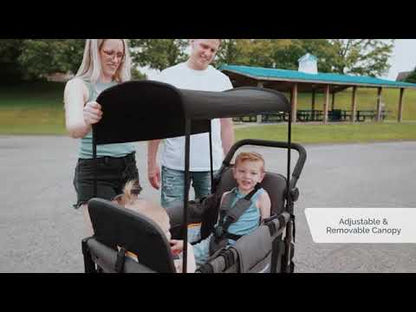 WonderFold W2 Elite Multifunctional Double (2 Seater) Stroller Wagon - Volcanic Black