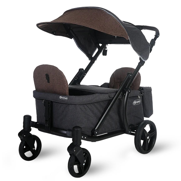 Pronto One (2 Seater) Stroller Wagon - Black Frame / Brown Melange