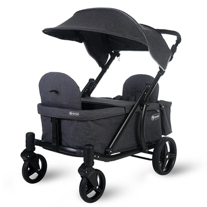 Pronto One (2 Seater) Stroller Wagon - Black Frame / Dark Grey