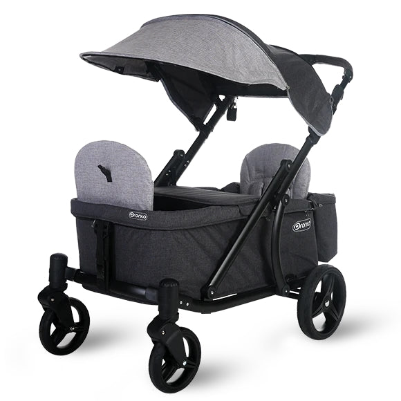 Pronto One (2 Seater) Stroller Wagon - Black Frame / Grey Melange