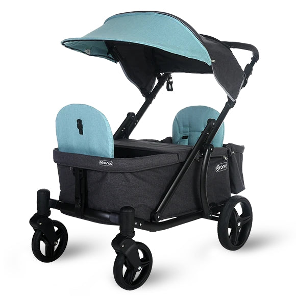 Pronto One (2 Seater) Stroller Wagon - Black Frame / Mint Melange