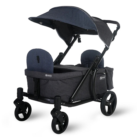 Pronto One (2 Seater) Stroller Wagon - Black Frame / Navy Melange