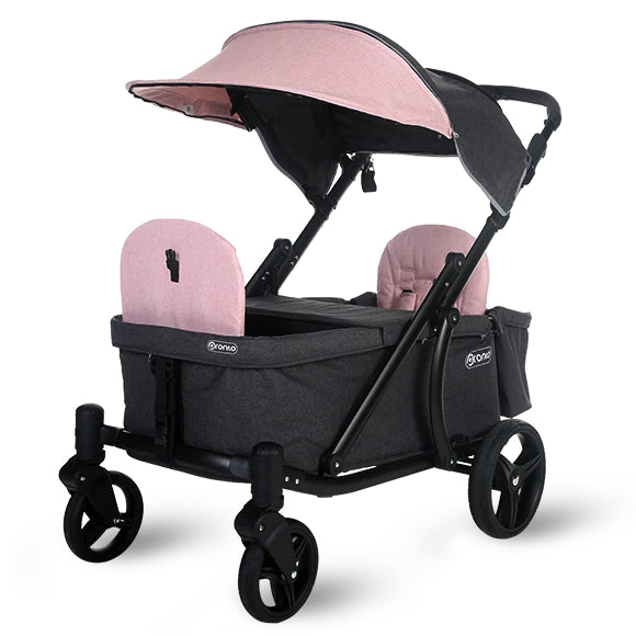 Pronto One (2 Seater) Stroller Wagon - Black Frame / Pink Melange