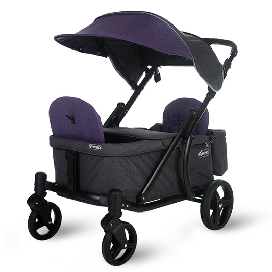 Pronto One (2 Seater) Stroller Wagon - Black Frame / Purple Melange