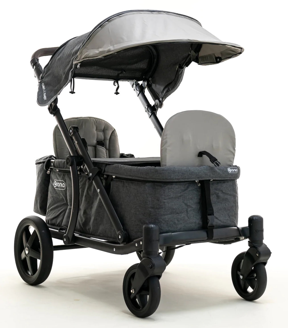 Pronto One (2 Seater) Stroller Wagon - Black Frame / Stone Grey