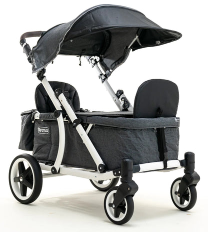 Pronto One (2 Seater) Stroller Wagon - White Frame / City Black