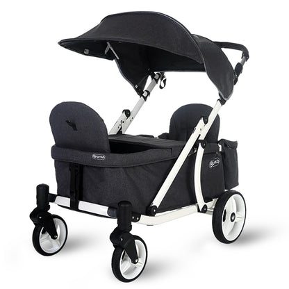 Pronto One (2 Seater) Stroller Wagon - White Frame / Dark Grey