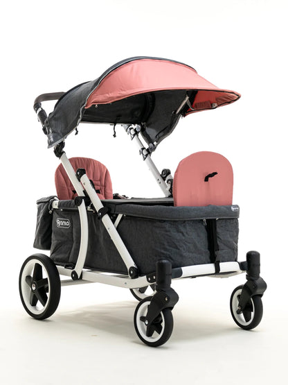 Pronto One (2 Seater) Stroller Wagon - White Frame / Ginger Pink