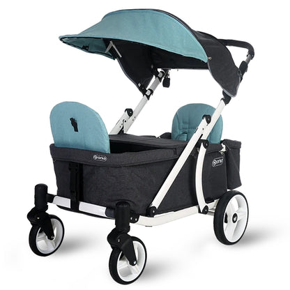 Pronto One (2 Seater) Stroller Wagon - White Frame / Mint Melange