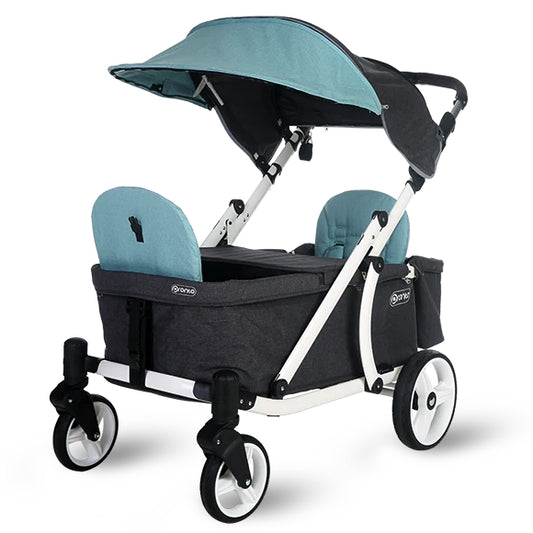 Pronto One (2 Seater) Stroller Wagon - White Frame / Mint Melange