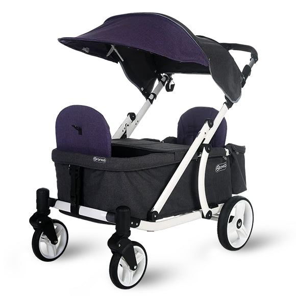 Pronto One (2 Seater) Stroller Wagon - White Frame / Purple Melange