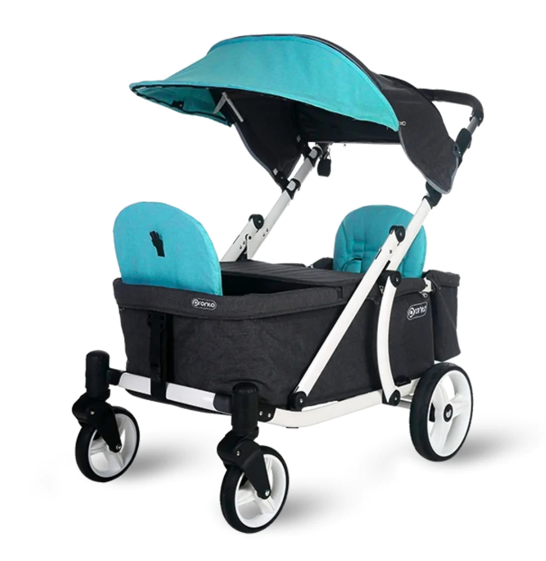 Pronto One (2 Seater) Stroller Wagon - White Frame / Robin Egg Blue