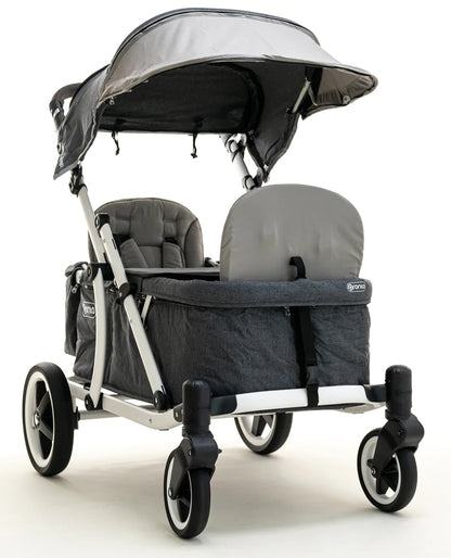 Pronto One (2 Seater) Stroller Wagon - White Frame / Stone Grey