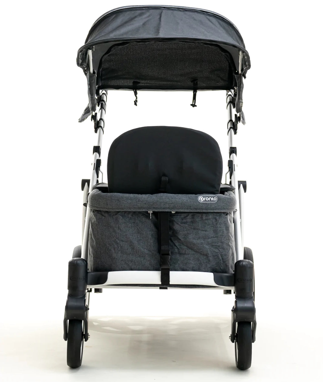 Pronto One (2 Seater) Stroller Wagon - White Frame / Brown Melange