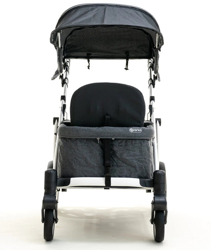 Pronto One (2 Seater) Stroller Wagon - White Frame / Grey Melange