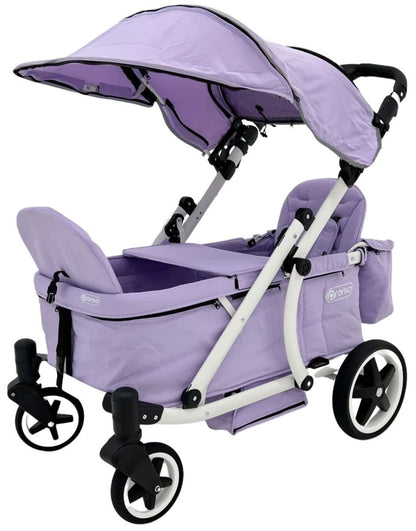 Pronto Squared (2 Seater) Stroller Wagon - White Frame / Soft Lavender