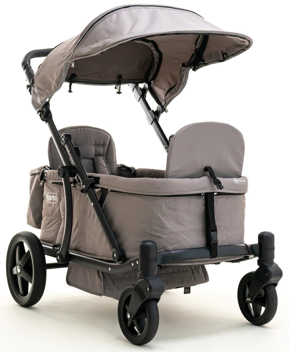 Pronto Squared (2 Seater) Stroller Wagon - Black Frame / Cloud Grey