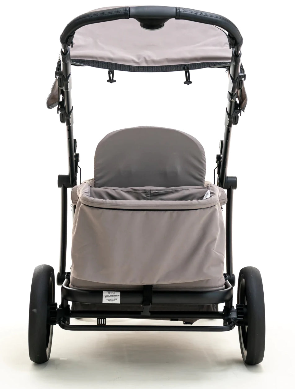 Pronto Squared (2 Seater) Stroller Wagon - Black Frame / Cloud Grey