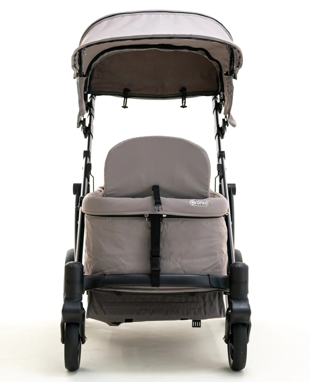 Pronto Squared (2 Seater) Stroller Wagon - Black Frame / Cloud Grey