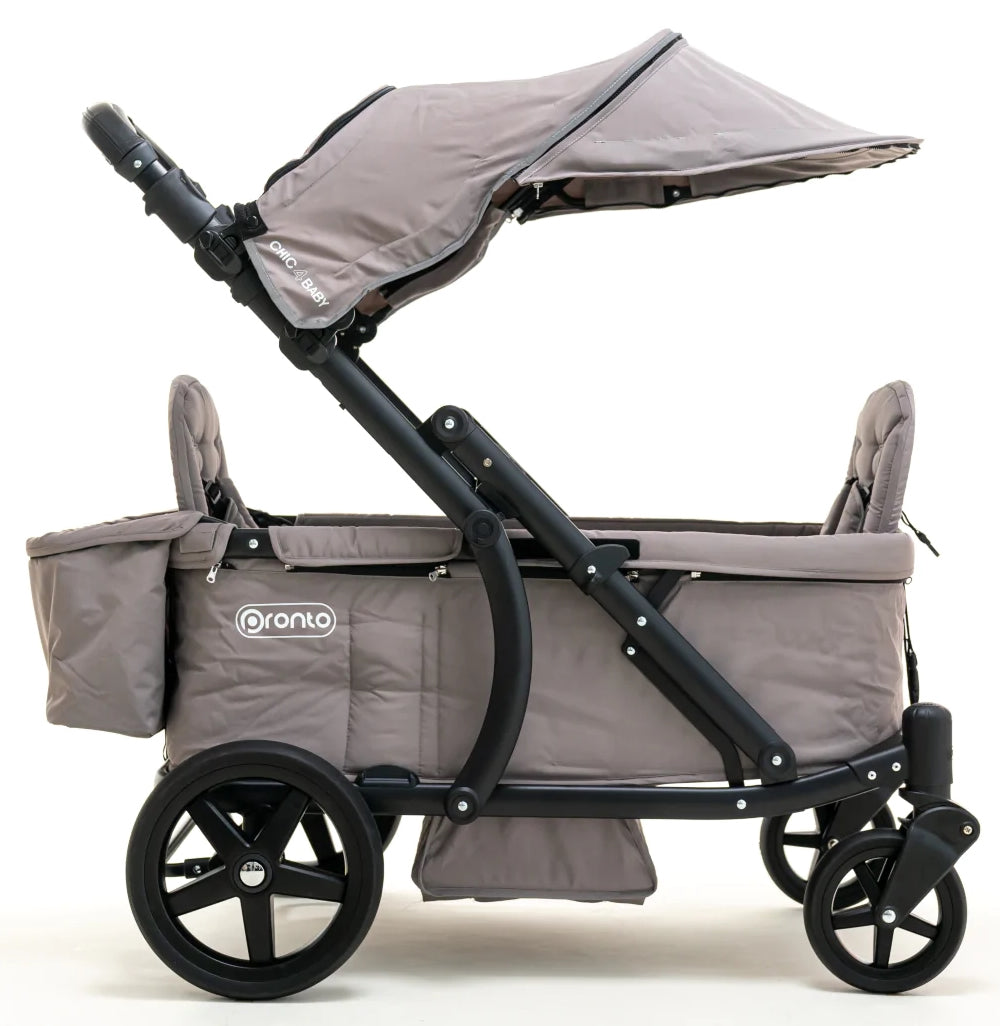 Pronto Squared 2 Seater Stroller Wagon Black Frame Cloud Grey Albee Baby