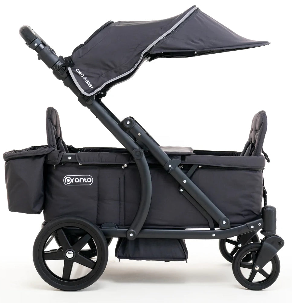 Pronto Squared (2 Seater) Stroller Wagon - Black Frame / Space Grey