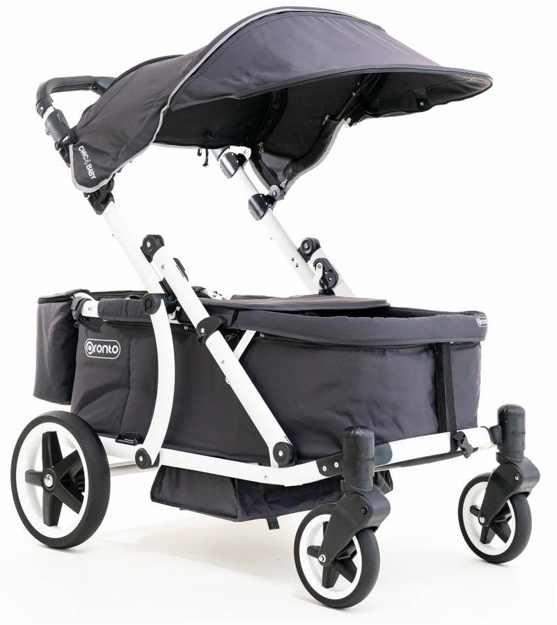 Pronto Squared (2 Seater) Stroller Wagon - White Frame / Space Grey