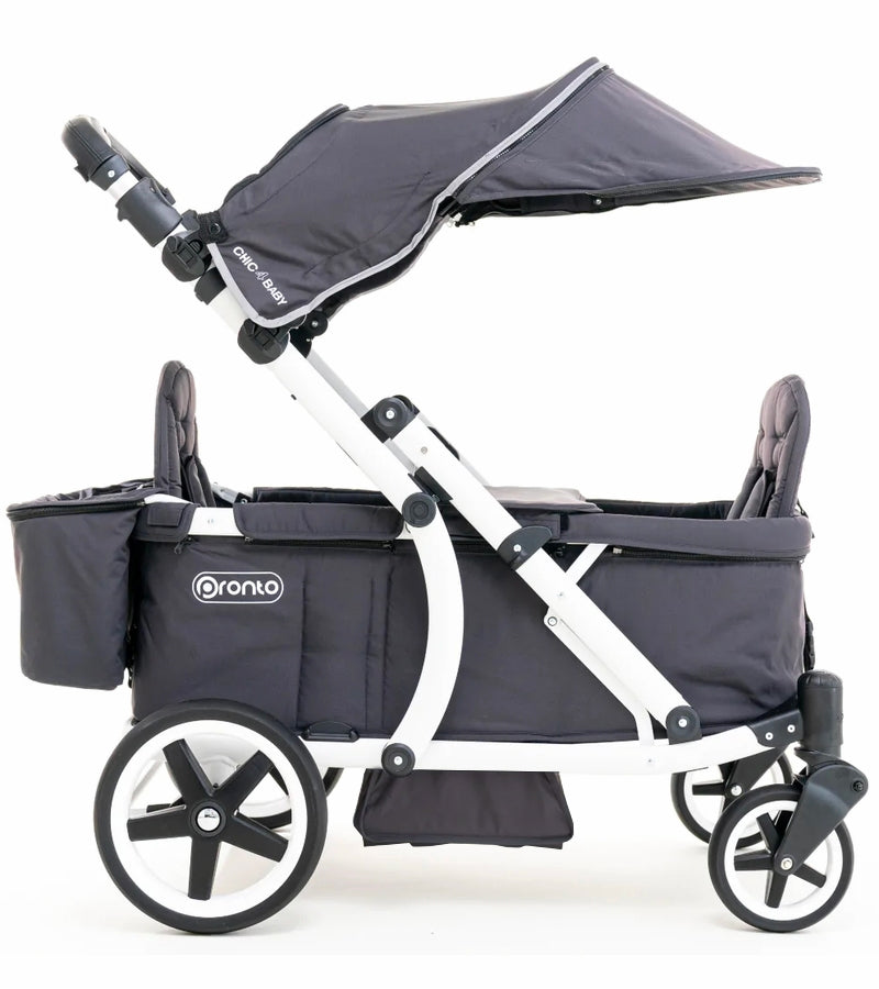 Pronto Squared (2 Seater) Stroller Wagon - White Frame / Space Grey