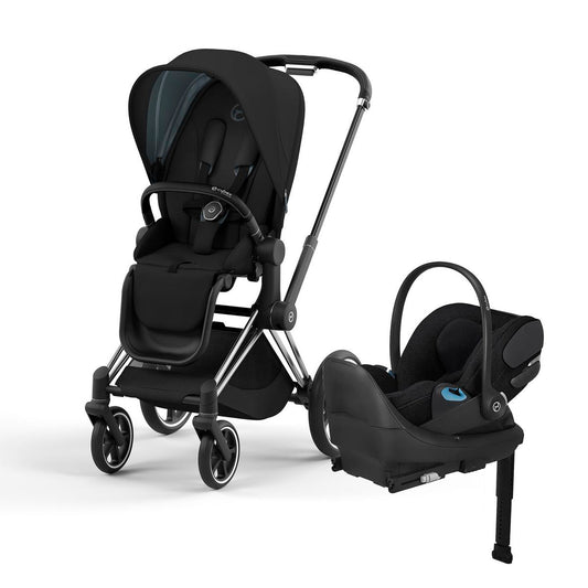 Cybex Priam 4 Stroller + Cloud T SensorSafe Travel System Bundle - Chrome / Black / Deep Black / Sepia Black