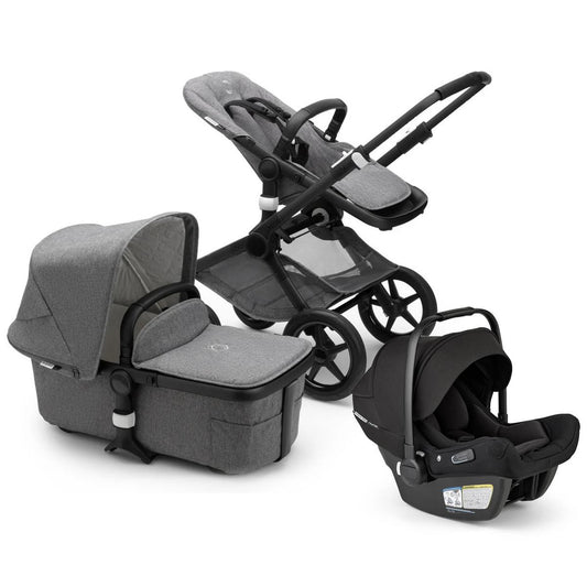 Bugaboo Fox2 Complete Stroller + Turtle Air Shield Travel System Bundle - Classic - Black/Grey Melange / Black