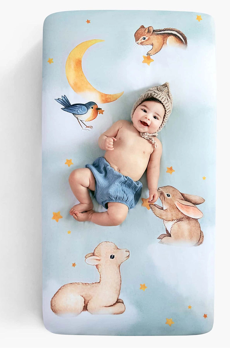 Rookie Humans Cotton Sateen Crib Sheet - Goodnight Wonderland