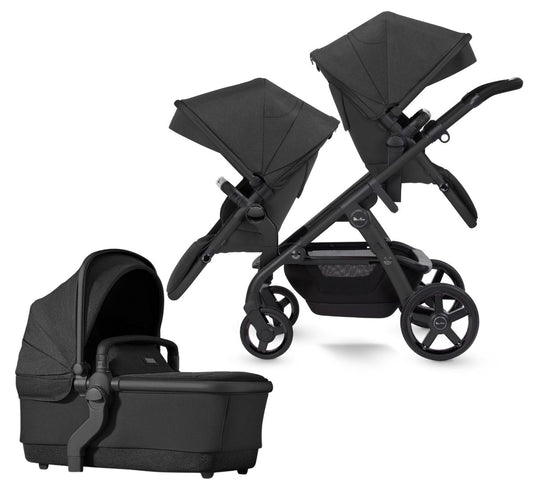 Silver Cross Wave Double Stroller Bundle - Onyx