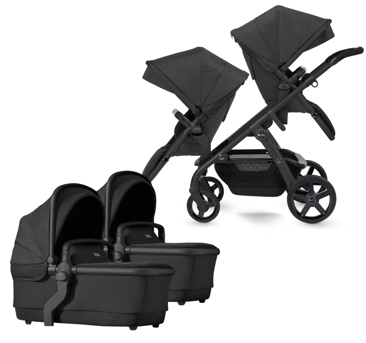 Silver Cross Wave Twin Stroller Bundle - Onyx