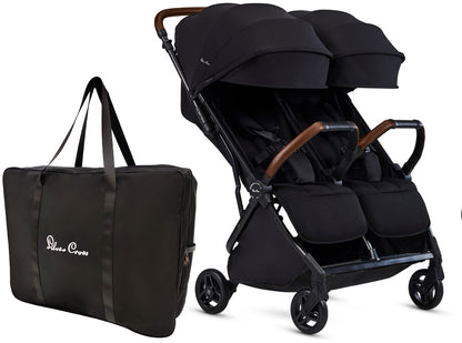 Silver Cross Jet Lightweight Double Stroller + Travel Bag Bundle - Black