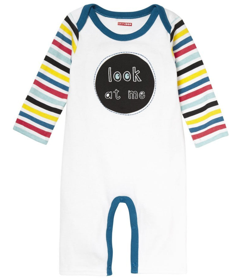 Skip Hop Baby Says Long Sleeve Romper, Look at Me - Stripes (9 Months)