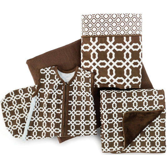 Skip Hop Complete Sheet 4 Crib Piece Set - Chocolate Lattice