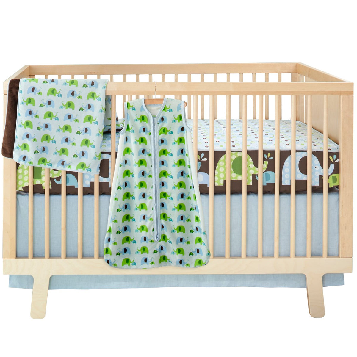 Skip Hop Complete Sheet 4 Piece Crib Set - Elephant Parade