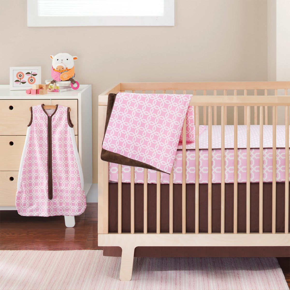 Skip Hop Complete Sheet 4 Piece Crib Set - Pink Lattice