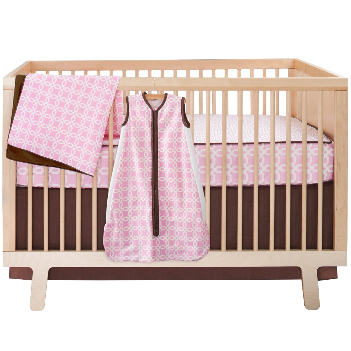 Skip Hop Complete Sheet 4 Piece Crib Set - Pink Lattice