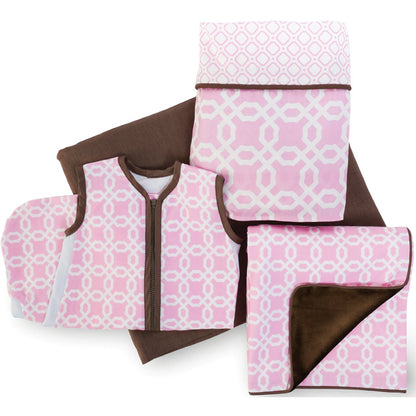 Skip Hop Complete Sheet 4 Piece Crib Set - Pink Lattice