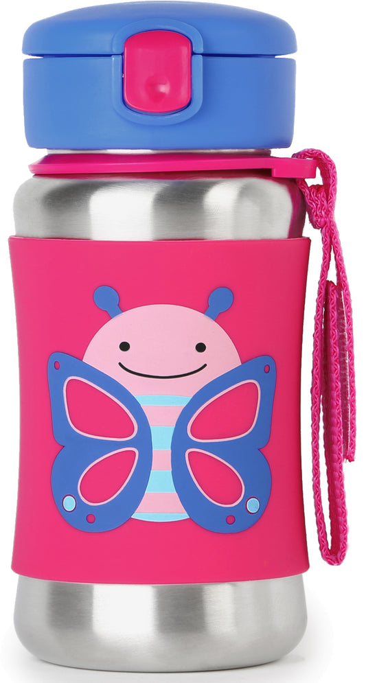 Skip Hop Zoo Stainless Steel Straw Bottle - Butterfly