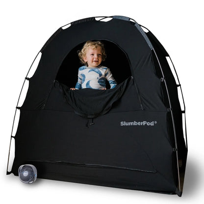 SlumberPod Privacy Canopy with Fan - Black / Gray