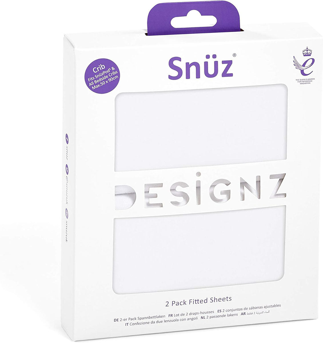 Snuz SnuzPod Crib Fitted Sheets, 2 Pack - White